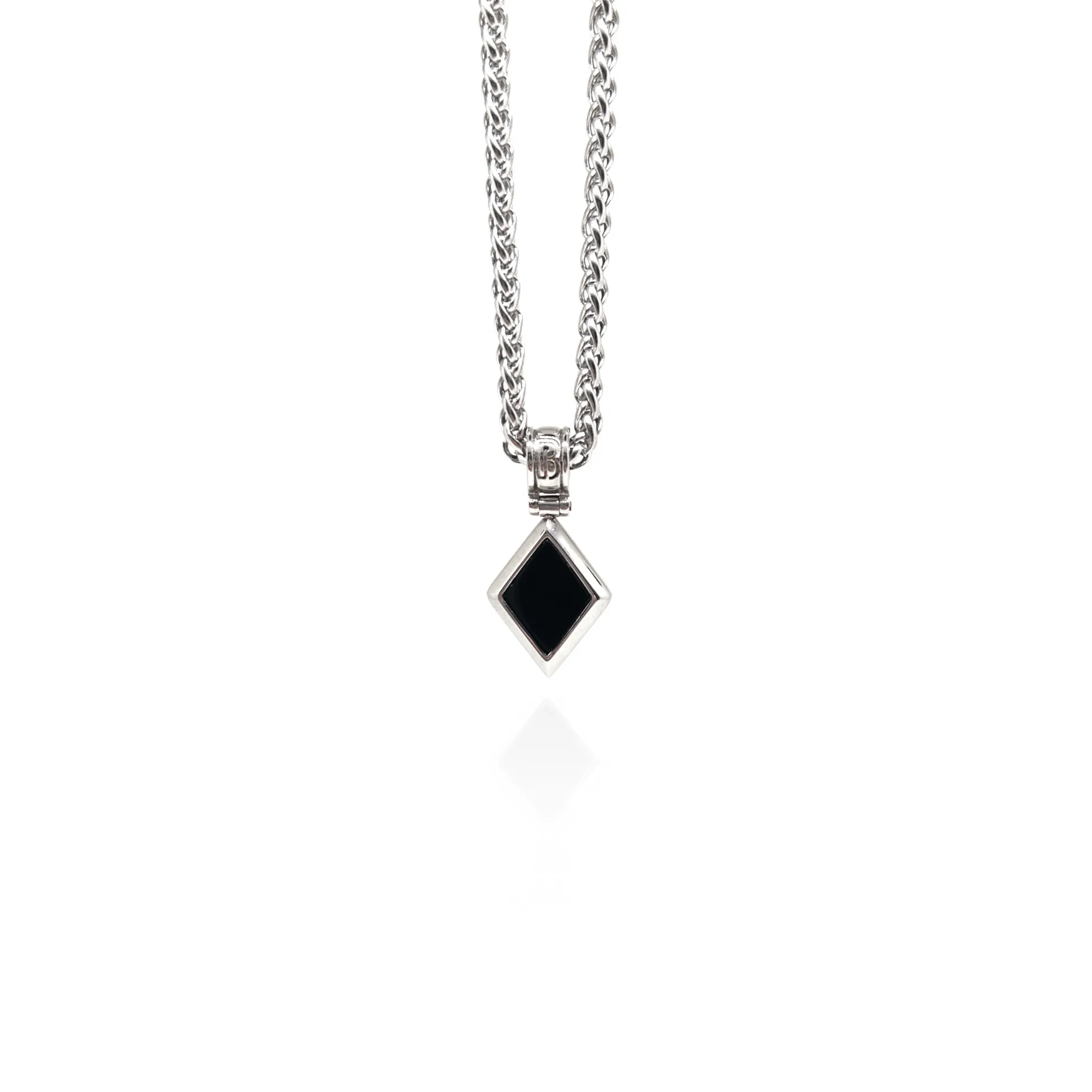 The Silver Plated Cuban Chain and Natural Onyx Necklace