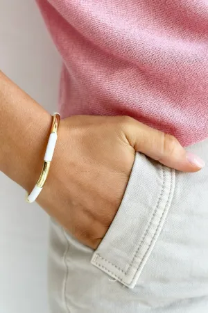 Tube Bracelet Solid | Gold & White